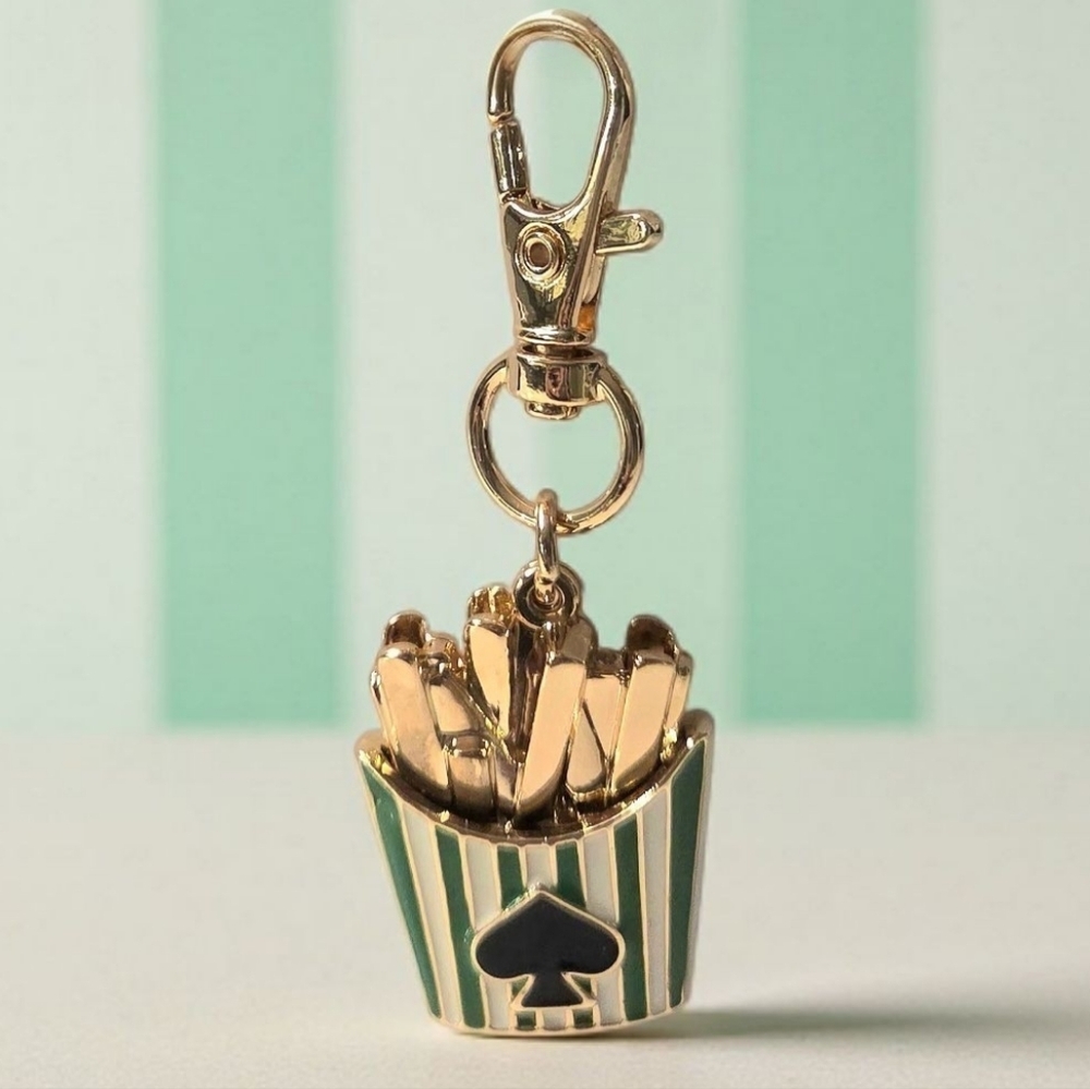NWT - KATE SPADE NY "X" Target French Fry Bag Charm Key Ring + Dustbag